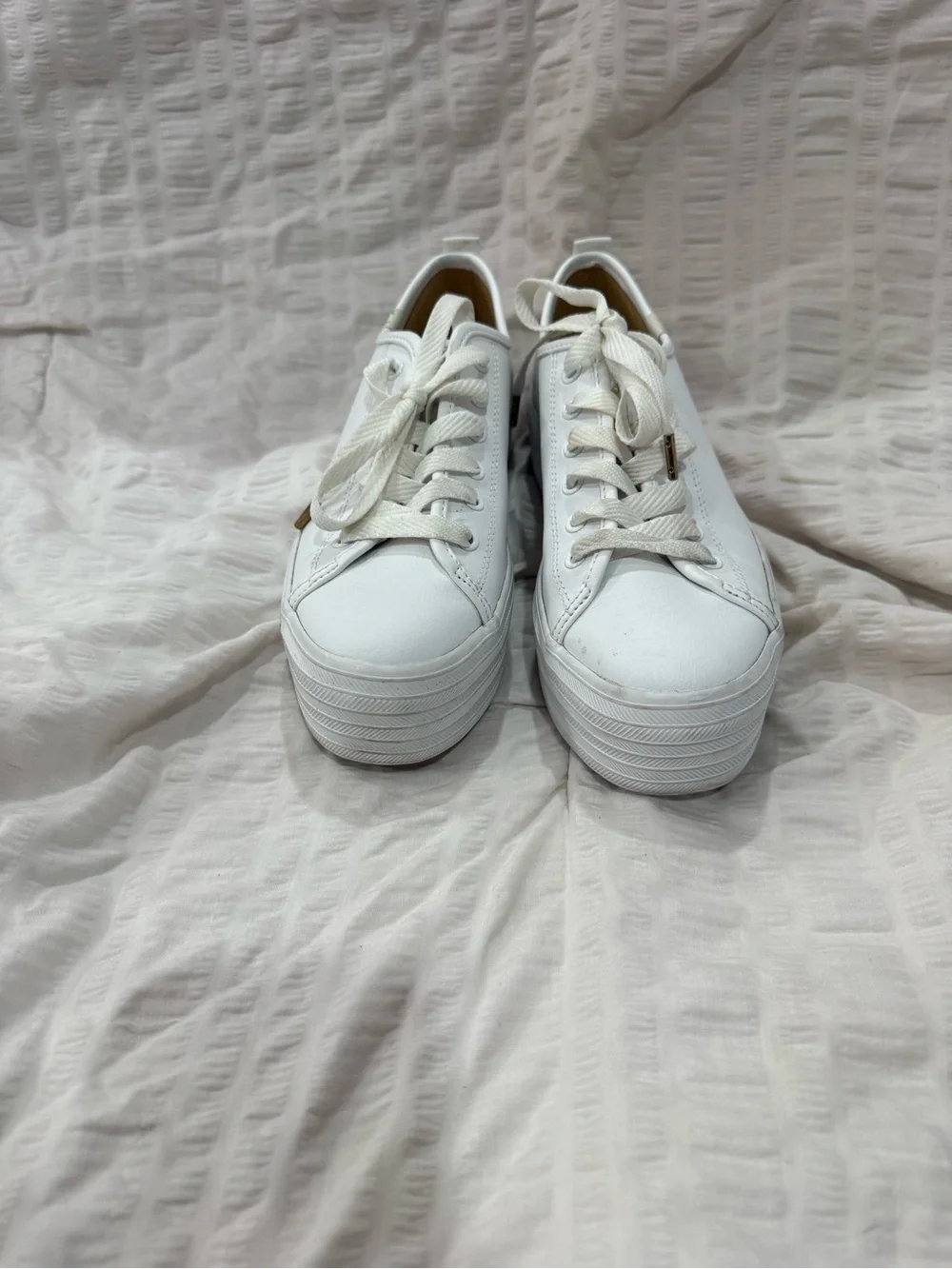 Keds White Platform Lace-Up Sneakers